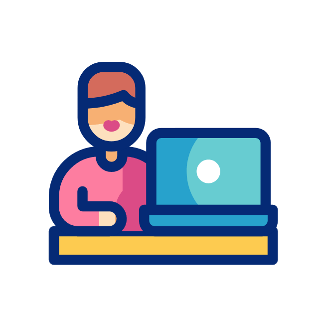 Person working on a laptop animation